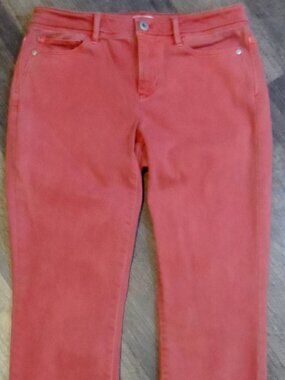 J.Jill Coral Red Jeans Authentic Fit Slim Ankle Sze 4